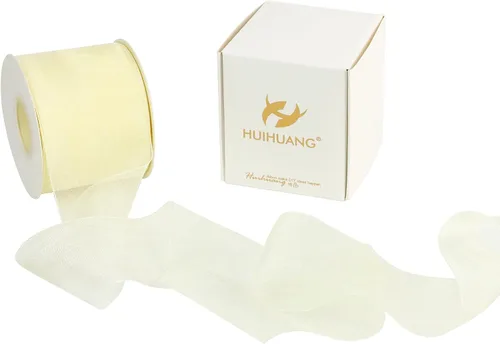 Miniatura 28 de HUIHUANG Cinta transparente de organza azul aguamarina de 1-1/2 pulgadas, cintas de organza transparente turquesa para envoltura de regalo, ramo