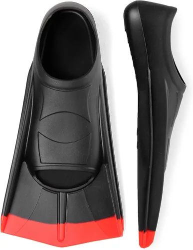 Miniatura 5 de Aletas de Natación para Niños, Aletas Cortas Cómodas para Natación de Vueltas y Entrenamiento para Niños, Niñas, Niños, Principiantes Negro&rojo