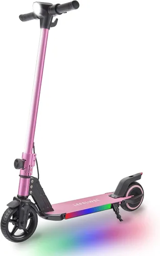Miniatura 8 de Patinete eléctrico para niños de 6 a 14 años, motor de 150W, 4/7/11 mph, tiempo de conducción de 60 minutos, velocidad ajustable, pantalla LED