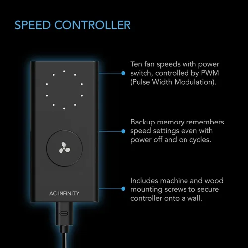 Miniatura 3 de AC Infinity CLOUDLINE H4, ventilador silencioso de conducto en línea de 4 pulgadas con controlador de velocidad, ventilador de ventilación a prueba