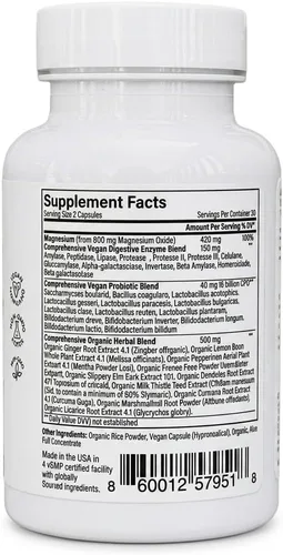 Gut Glo - Alivio natural de la hinchazón, la salud intestinal, la digestión y el estreñimiento 4 en 1 probiótico, enzima digestiva, magnesio y