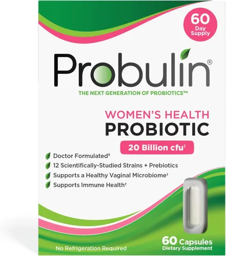 Probulin Suplemento de Salud de Mujeres con Probióticos + Prebióticos para la Salud Vaginal, Intestinal e Inmune - 20 mil millones de UFC - 12 cepas