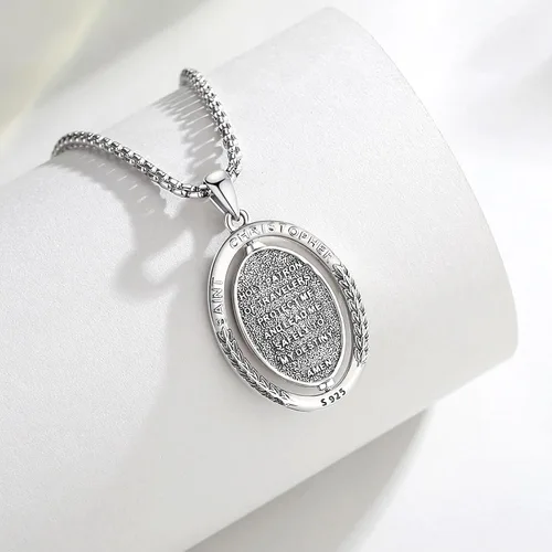 Miniatura 141 de EUDORA Collar de plata de ley 925, San Cristóbal y San Benito, San Miguel, Virgen María, San Judas Tadeo, Cruz de Buen Pastor y Arcángel, Medalla