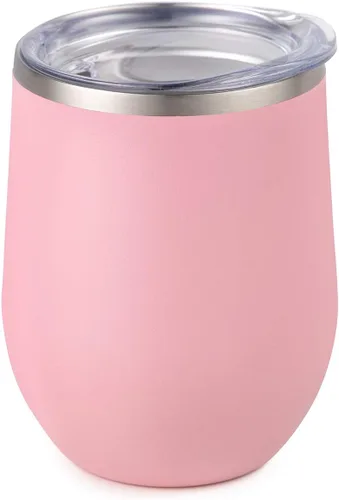 Miniatura 9 de Maars Bev - Vaso de vino de acero inoxidable sin tallo con tapa, aislado al vacío de 12 onzas, a prueba de derrames, apto para viajes, vasos midnight