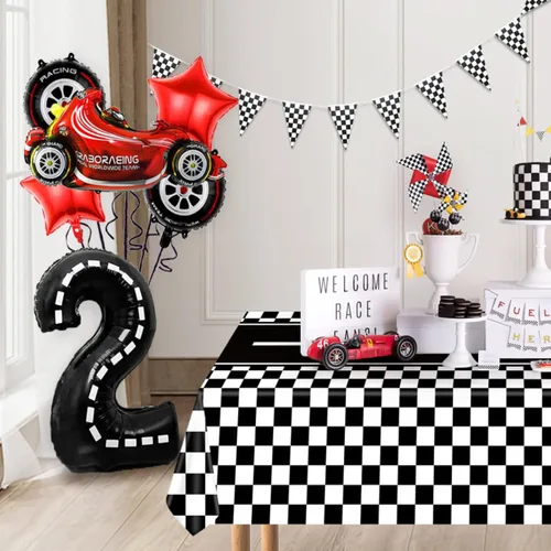 Decoraciones de fiesta de auto de carreras de cumpleaños número 2