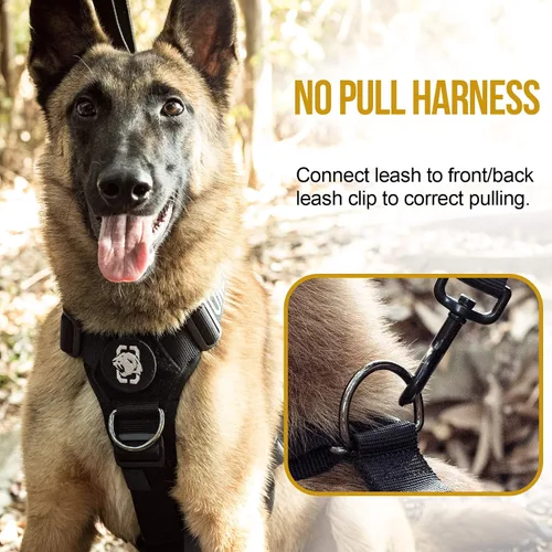 Miniatura 4 de Arnés ligero sin tirones para perro, perfecto para caminar y senderismo con perros pequeños a grandes (negro, XL)