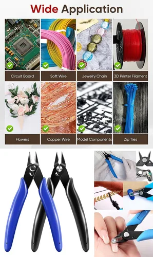 Miniatura 4 de AKOAK 1 paquete de tijeras de arte de uñas de acero inoxidable, removedor de diamantes de imitación, cadena de metal, cortador, alicates diagonales