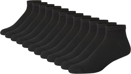 Miniatura 7 de Hanes Calcetines dobles resistentes para hombre, que disipan la humedad del cuello redondo y el tobillo, color blanco y negro, varios paquetes
