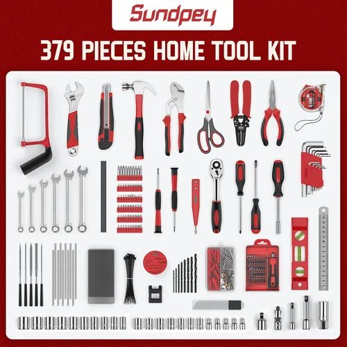 Miniatura 2 de Sundpey Home Tool Kit with Drawer - 379-PCs Portable Complete Household and Auto Repair Tool Set - Hand General Basic Tool Box Storage Case - Full