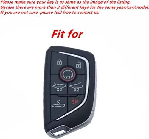 Miniatura 2 de Funda de cuero para llavero con control remoto inteligente de 6 7 botones para Chevrolet Chevy Corvette C8 2020 2021 2022 2023 (negro, 7 botones)