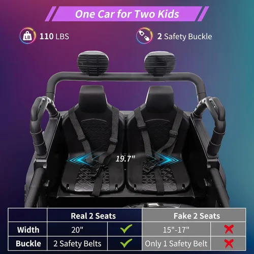 Miniatura 4 de Auto de juguete de 24 V, control remoto, 4 ruedas, auto eléctrico para niños pequeños, niños y niñas, vehículo motorizado de 2 plazas, color morado