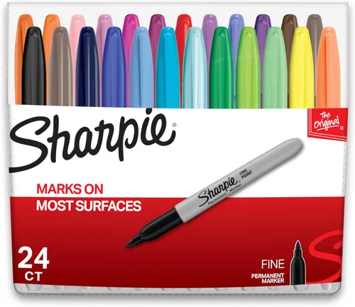 Sharpie - marcadores permanentes, punta fina, colores variados, 24 unidades