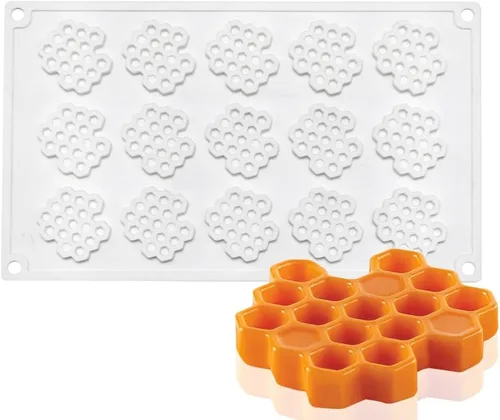 Miniatura 2 de Moldes de silicona de 15 cavidades para panal de abeja de chocolate, molde de panal de abeja de silicona para fondant, moldes de silicona para panal
