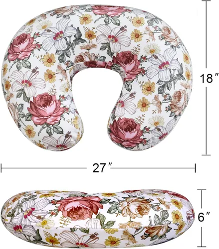 Miniatura 7 de Minky - Funda de almohada para lactancia materna, en forma de U, para bebé, niño y niña, solo funda (flora)