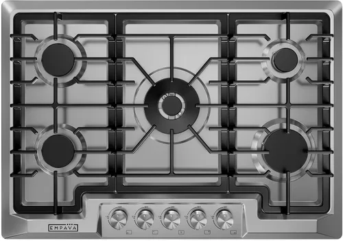 Miniatura 10 de Empava Placa de cocina de gas empotrada de 24 pulgadas con 4 quemadores SABAF sellados, superficie de vidrio templado, convertible a GLP/GN