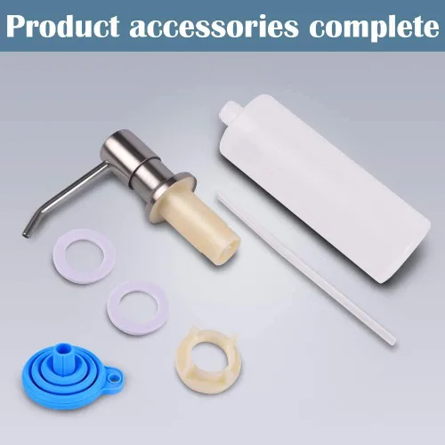 Miniatura 5 de Dispensador de jabón para fregadero de cocina (níquel cepillado), dispensador de jabón de fregadero de diseño integrado, repuesto desde la parte
