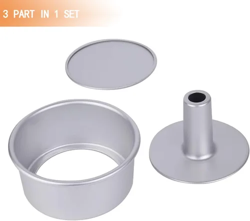 Miniatura 2 de Molde de pastel de comida de ángel de 6 pulgadas con parte inferior extraíble, molde redondo de aluminio para tartas de gasa, molde para hornear