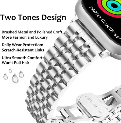 Miniatura 2 de Correa de repuesto para Apple Watch 38 mm, 40 mm, 42 mm, 44 mm, acero inoxidable, metal, Iwatch y iPhone, para Apple Watch Series 6/5/4/3/2/1/SE., 7