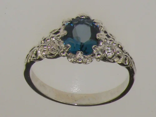 Miniatura 2 de Anillo de plata de ley 925 real de topacio azul para mujer