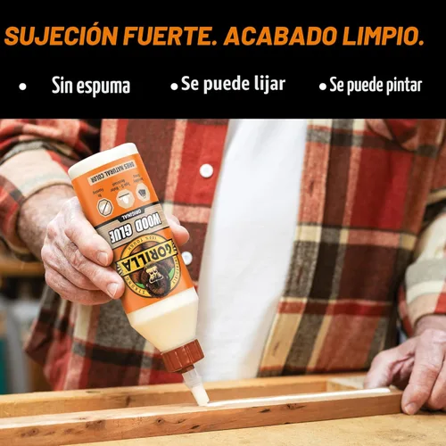 Miniatura 4 de Gorilla Pegamento para madera, proyectos de carpintería para interiores y exteriores, pintable, lijable, resistente a la humedad, sujeción