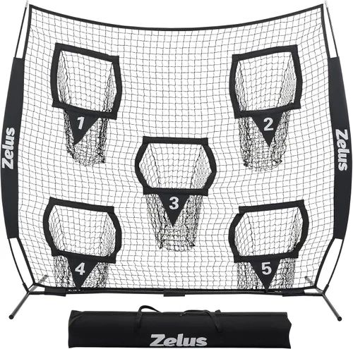 Miniatura 11 de ZELUS Red de Lanzamiento de Fútbol Americano, Equipo de Entrenamiento de Quarterback con 5 Bolsillos Objetivo, Entrenador de Precisión