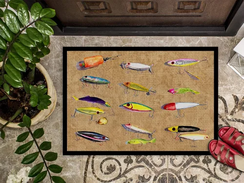 Miniatura 3 de Caroline's Treasures 8796JMAT - Felpudo de señuelos de pesca de 24 x 36 pulgadas, para interiores y exteriores, para entrada, antideslizante