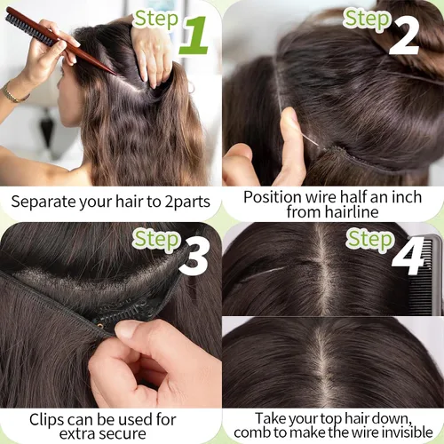 Miniatura 7 de KooKaStyle - Extensiones de cabello con hilo invisible, diadema transparente, ajustables, 4 clips fijadores, cabello largo y ondulado de 12