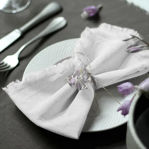 Miniatura 20 de Servilletas de tela hechas a mano 100% de algodón con flecos, delicadas servilletas de tela hechas a mano para cenas, fiestas, bodas y más, 18 x 18