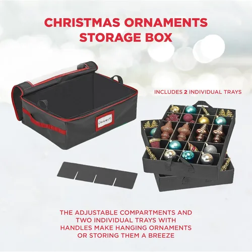 Miniatura 4 de HOLDN’ STORAGE - Caja de almacenamiento para adornos navideños con divisores - Capacidad para 48 adornos de hasta 3.0 pulgadas de diámetro, 2 Negro