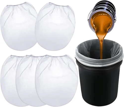 Patelai 5 bolsas de colador de pintura de 5 galones de malla fina regular/coladores elásticos para uso con pulverizadores de pintura (blanco)