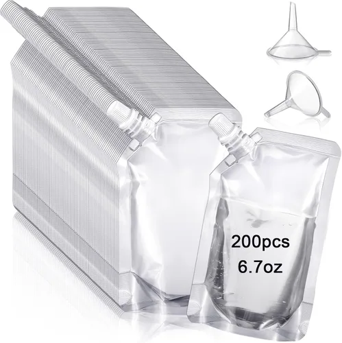 Miniatura 9 de Meanplan 200 bolsas de plástico reutilizables a granel, bolsas de plástico transparentes a prueba de fugas con embudo para fiestas, viajes