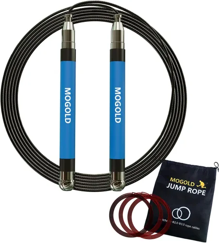 Miniatura 9 de Cuerda de saltar 2 en 1 de velocidad: 2mm para Boxeo/MMA y 3mm para CrossFit - Sistema de cable ajustable sin herramientas con rodamientos duales