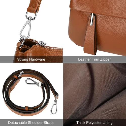 Miniatura 24 de Over Earth Genuine Leather Crossbody Bags for Women Small Hobo Handbags Shoulder Purses with 2 Detachable Straps