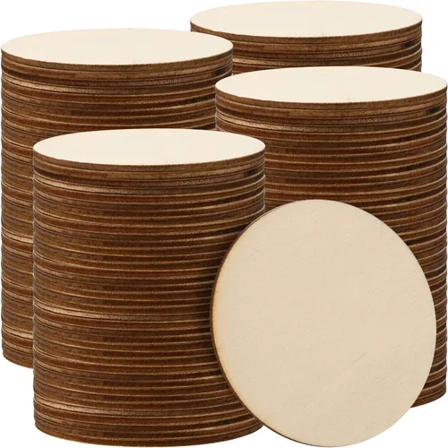 200 discos de madera de 3 pulgadas para manualidades, piezas circulares de madera, círculos de madera redondos sin terminar para manualidades,