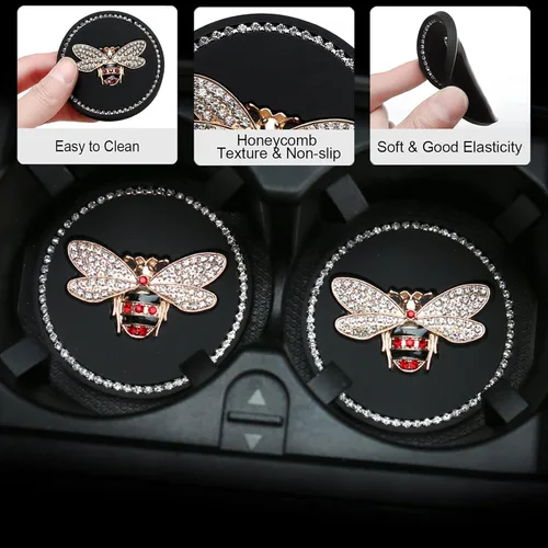 Miniatura 4 de Inserto de Portavasos Brillante - Posavasos de Silicona Antideslizante de 2.95 pulgadas a Prueba de Golpes, Accesorios Universales de Moda