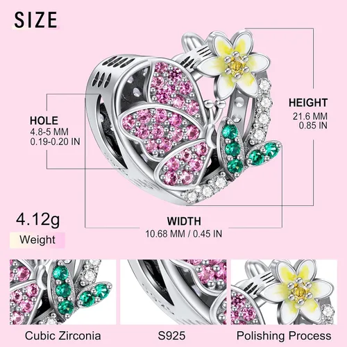 Miniatura 7 de NINGAN Dijes de piedra natal de marzo + marzo - Dije de nacimiento de narciso y mariposa para pulsera