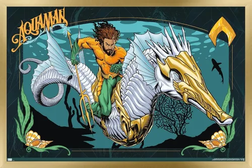 Trends International DC Comics Movie Aquaman y el Reino Perdido - Póster de pared con ilustración de Aquaman, 14.72 x 22.37 pulgadas, versión
