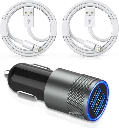 Miniatura 8 de Cargador de iPhone para automóvil,【2 paquetes】38W Puerto dual USB C+QC3.0 [Certificado MFi de Apple] Carga rápida Encendedor de cigarrillos Cargador