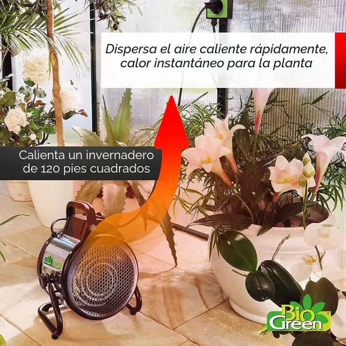 Miniatura 8 de BioGreen Calentador Eléctrico de Invernadero y Ventilador con Termostato Digital PALMA 1500 Vatios, 5100 BTU/hr 5800 ft³/h Circulación de Aire