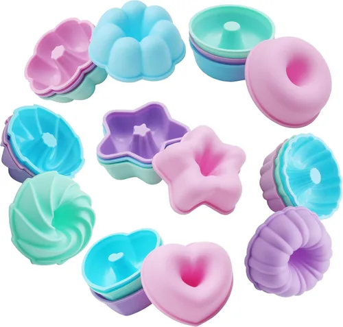 Miniatura 12 de To Encounter Paquete de 24 moldes de silicona – Molde de silicona antiadherente de 3 pulgadas para donas, tazas para hornear, molde para donas