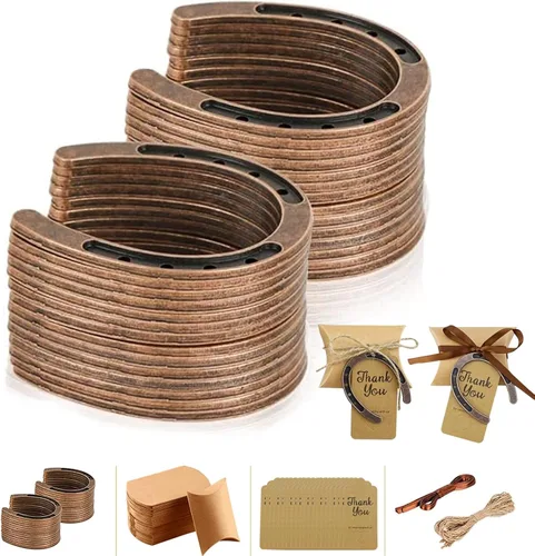 50 cajas de recuerdos de boda para fiesta de herradura de la suerte, zapatos de caballo para decoraciones de fiesta de vaquero occidental, caja de