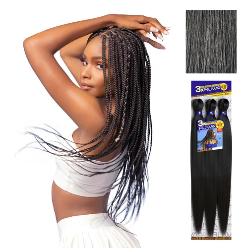 Miniatura 34 de Sensationnel Ruwa - Cabello trenzado preestirado, 3 x 48 pulgadas, repelente al agua, kanekalon, de secado rápido, sintético, sin picazón