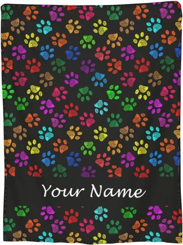 Miniatura 18 de Manta personalizada con texto de tu nombre, mantas de vellón coloridas personalizadas con huesos de pescado para adultos, niños, familia