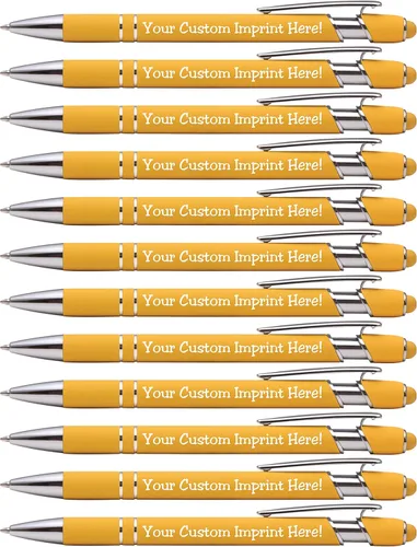 ExpressDesigns™ - Bolígrafos personalizados premium con lápiz óptico | Ráfaga de color | Bolígrafos personalizados con nombre impreso de metal suave