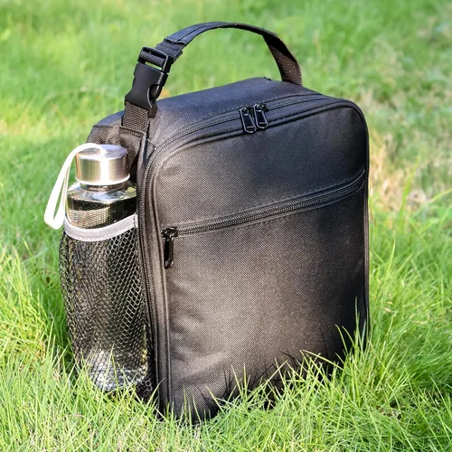 Miniatura 9 de Lonchera aislada, a prueba de fugas, portátil, para mujeres, hombres, niños y niñas, bolsa enfriadora de gran capacidad con asa y bolsillo para Negro