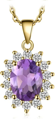 Miniatura 22 de JewelryPalace Princess Diana Kate Middleton Natural Amethyst Citrine Garnet Peridot Topaz Created Ruby Sapphire Simulated Emerald Pendant Necklace