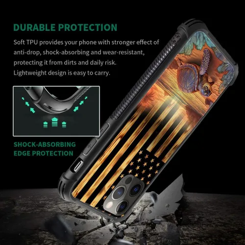 Miniatura 75 de DAIZAG Compatible con iPhone 13 Pro Max, Funda de TPU Protectora Anti-Arañazos Todo En Uno, Fundas para Hombre Mujer - Motivo de Madera Americana