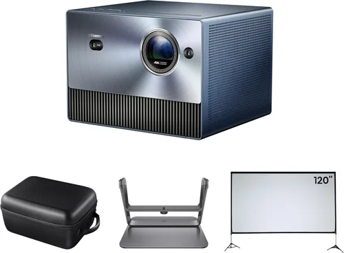 Hisense C1 Bundle, pantalla para exterior de 120", estuche de transporte, estabilizador incluido, proyector portátil láser triple 4K UHD, hasta