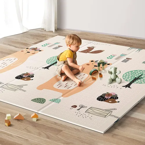 Miniatura 7 de UANLAUO Alfombra de juego plegable para bebés - 71 x 59 pulgadas, reversible para bebés a niños, antideslizante para interior y exterior