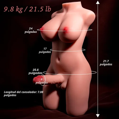 Miniatura 3 de Muñeca sexual transexual con consolador de empuje, muñecas sexuales AUSLOVE con gran polla realista de 7.1 pulgadas y anal apretado, masturbador